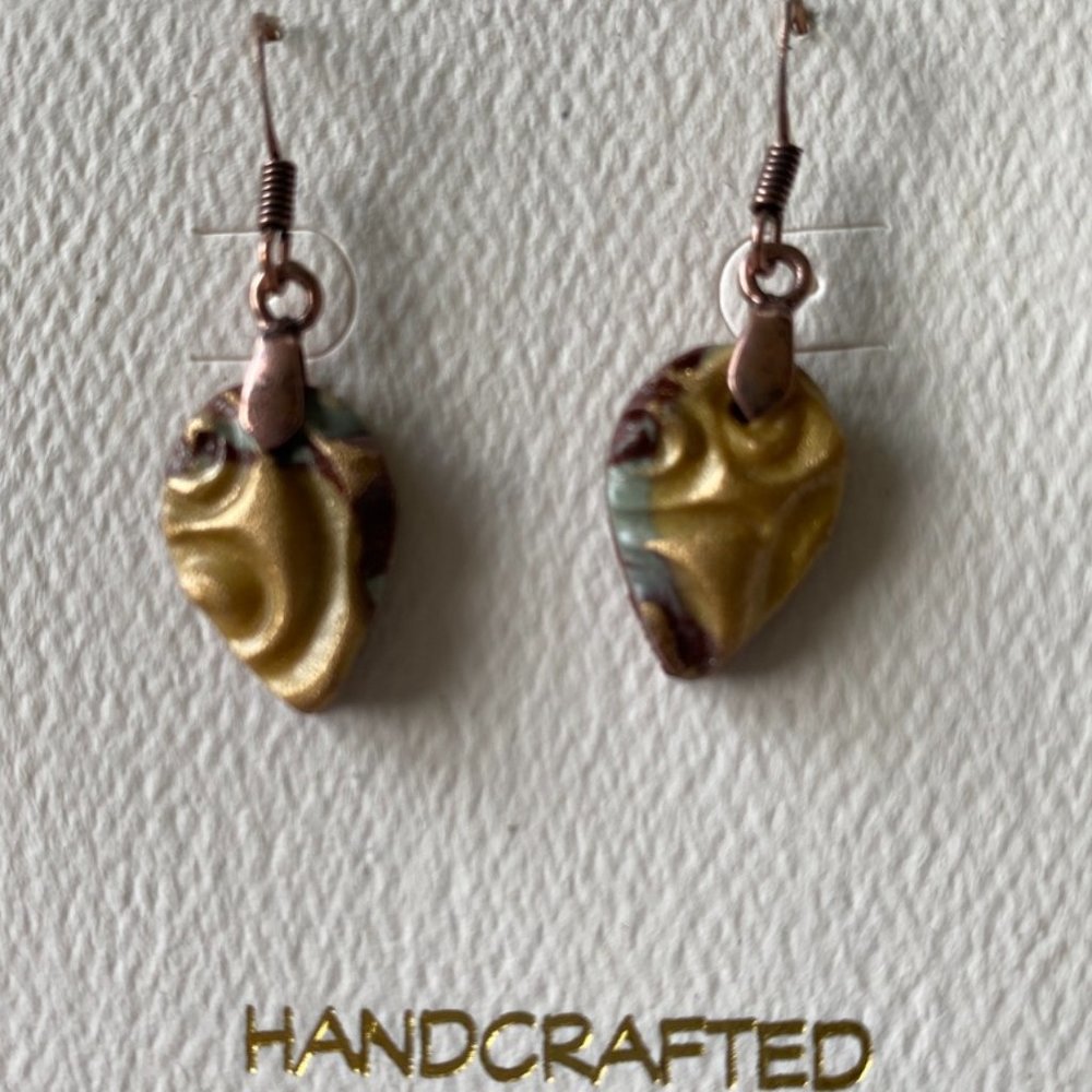 Handcrafted Gold Carved Earrings